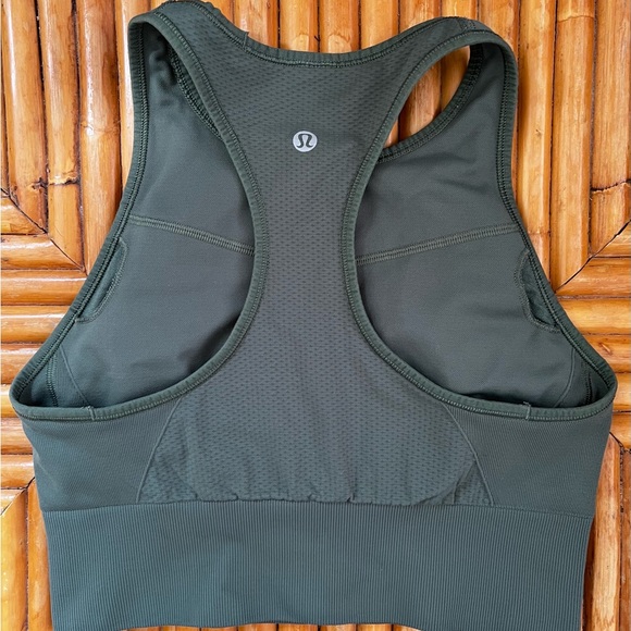 LULULEMON High neck and longline bra, Size 6. Olive Green. - Picture 2 of 3